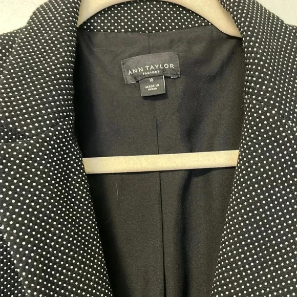 Ann Taylor polka dot black white blazer jacket - Picture 2 of 4